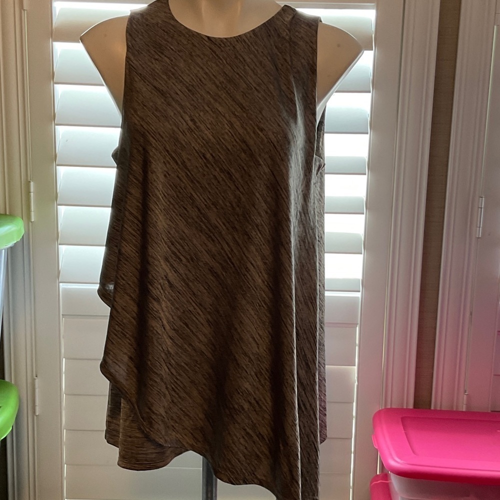 Joan Vass Asymmetrical Sleeveless Dress in Heathered Gray